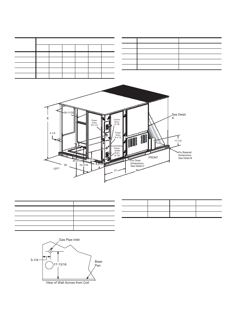Table 37: 6 point load weight, Table 38: unit weight, Figure 5 - unit dimensions | Table 39: unit height, Table 40: unit clearances, Detail a table 40: unit clearances | York PREDATOR DM 078 User Manual | Page 36 / 48