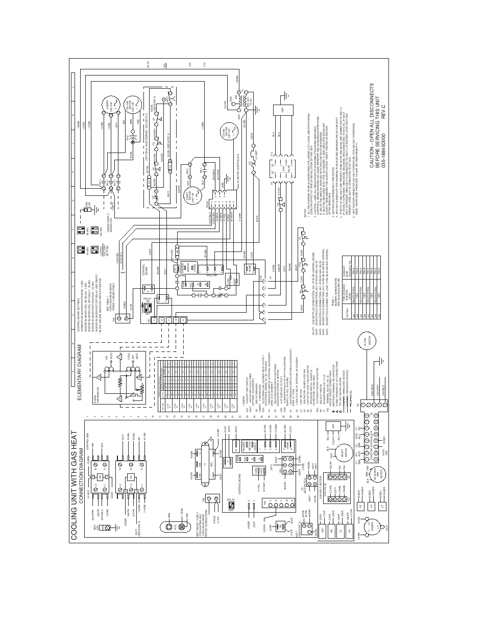 Typical wiring diagram d*np 030-048 (208/230, 60 power supply), Cooling unit with gas heat | 28 unitary products group, Connection diagram elementary diagram | York DNP036 User Manual | Page 28 / 36