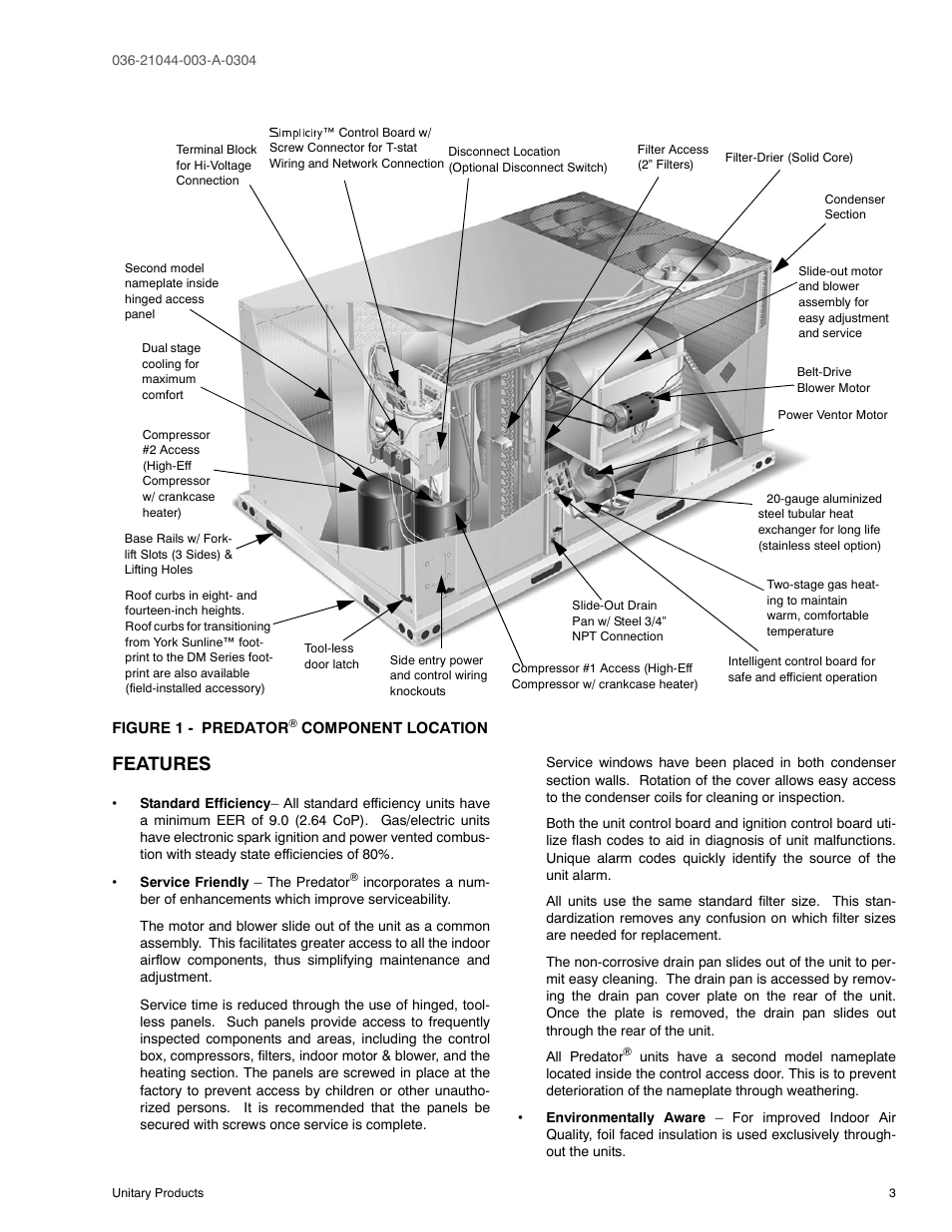 Features | York PREDATOR DM150 User Manual | Page 3 / 36