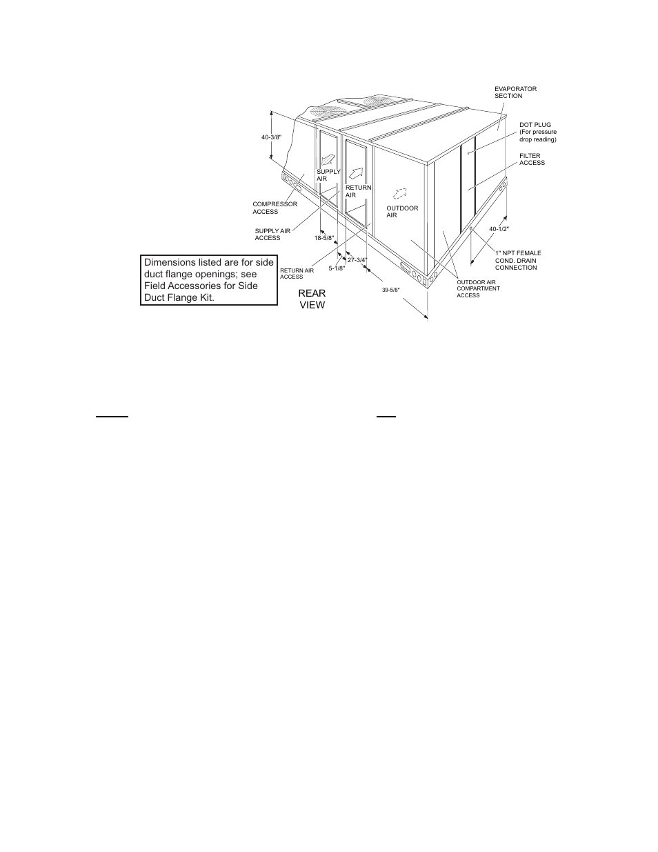 Rear view dimensions, Figure 5 - rear view dimensions | York DJ 300 User Manual | Page 31 / 40