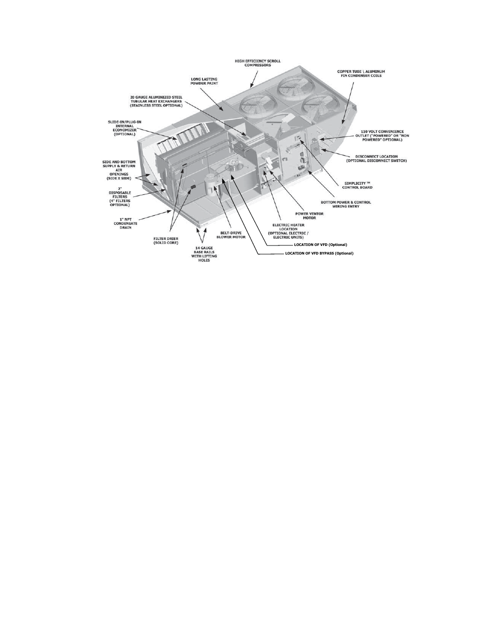 Factory-installed options, Unit cutaway | York DJ 300 User Manual | Page 5 / 40