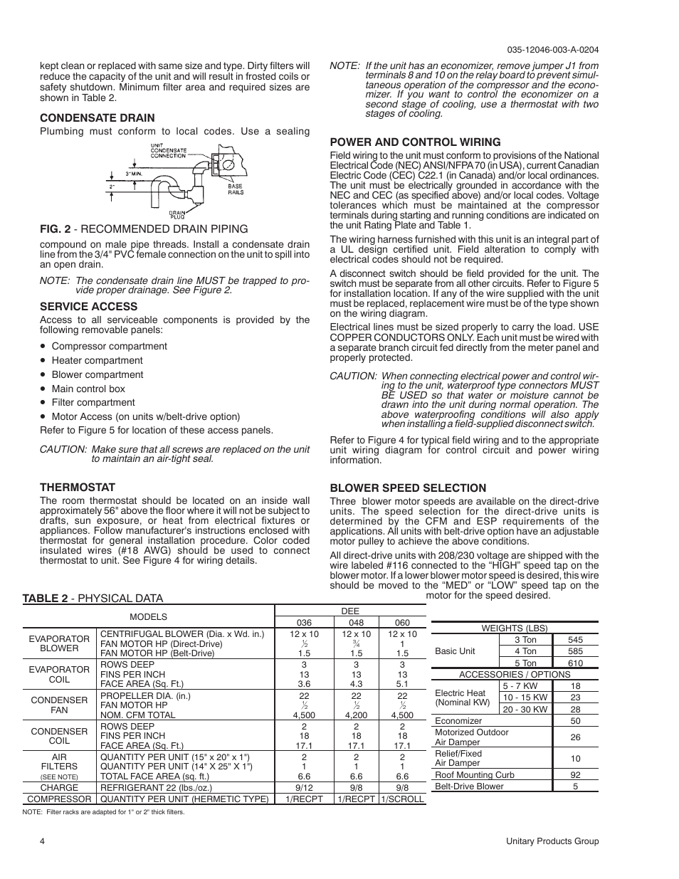 York SUNLINE 2000 D1EE 048 User Manual | Page 4 / 16