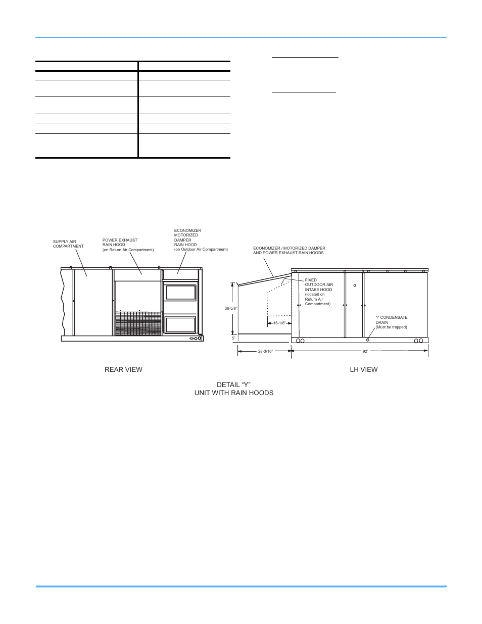 14 unit dimensions wr180, 240 & 300, Rainhood), 35 minimum clearances | York SUNLINE MAGNADRY WR 180 User Manual | Page 48 / 56