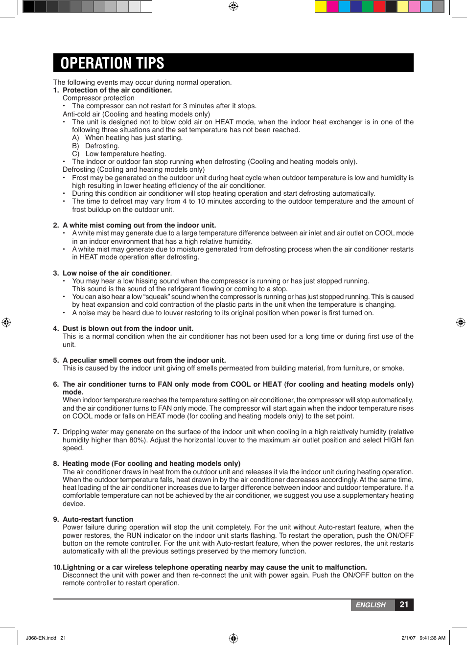 Operation tips | York YUHC 18-60 User Manual | Page 21 / 23