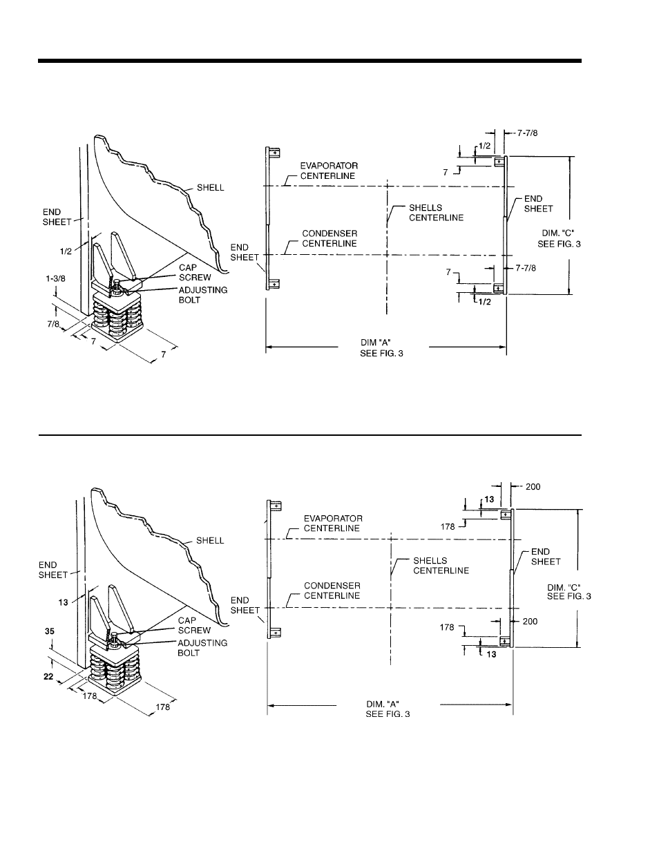 Dimensions – floor layout, Spring isolators | York YR User Manual | Page 34 / 40