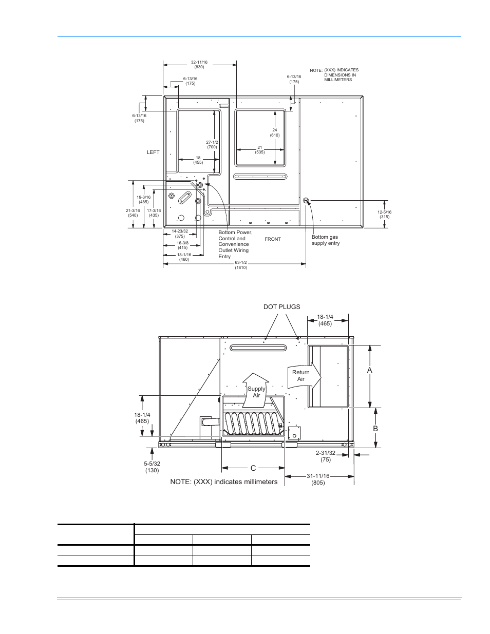 Figure 9 - bottom duct openings (from above), Ab c | York DM150 User Manual | Page 13 / 60