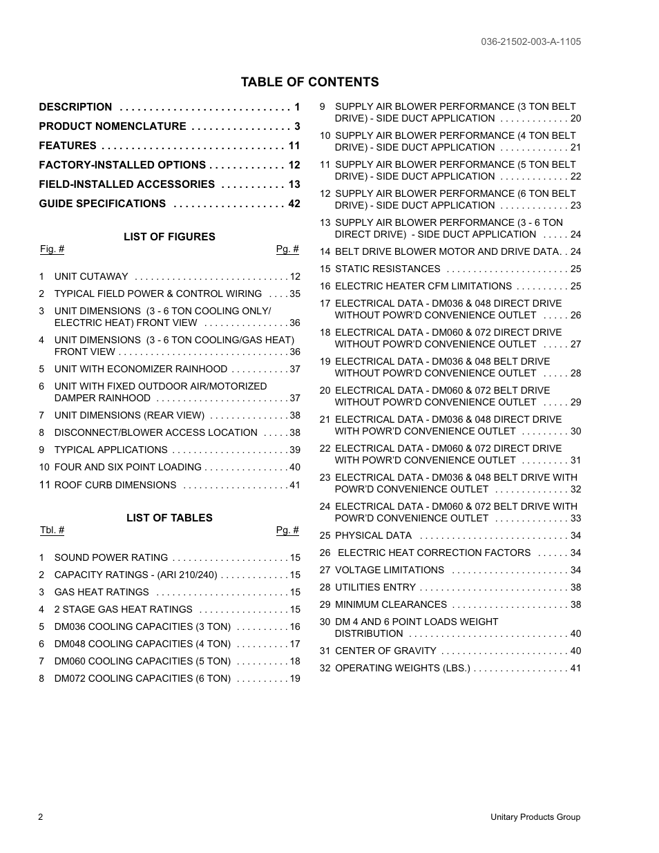 York SUNLINE 2000 DM 036 User Manual | Page 2 / 44