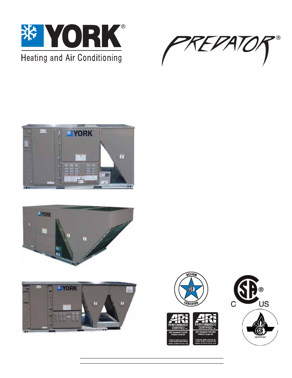 York PREDATOR R-410A User Manual | 135 pages