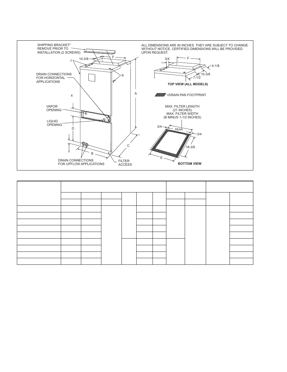 Dimensions | York F*FP User Manual | Page 2 / 16