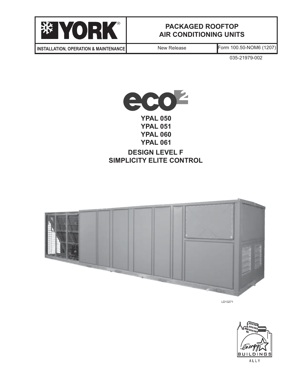 York ECO2 YPAL 050 User Manual | 168 pages