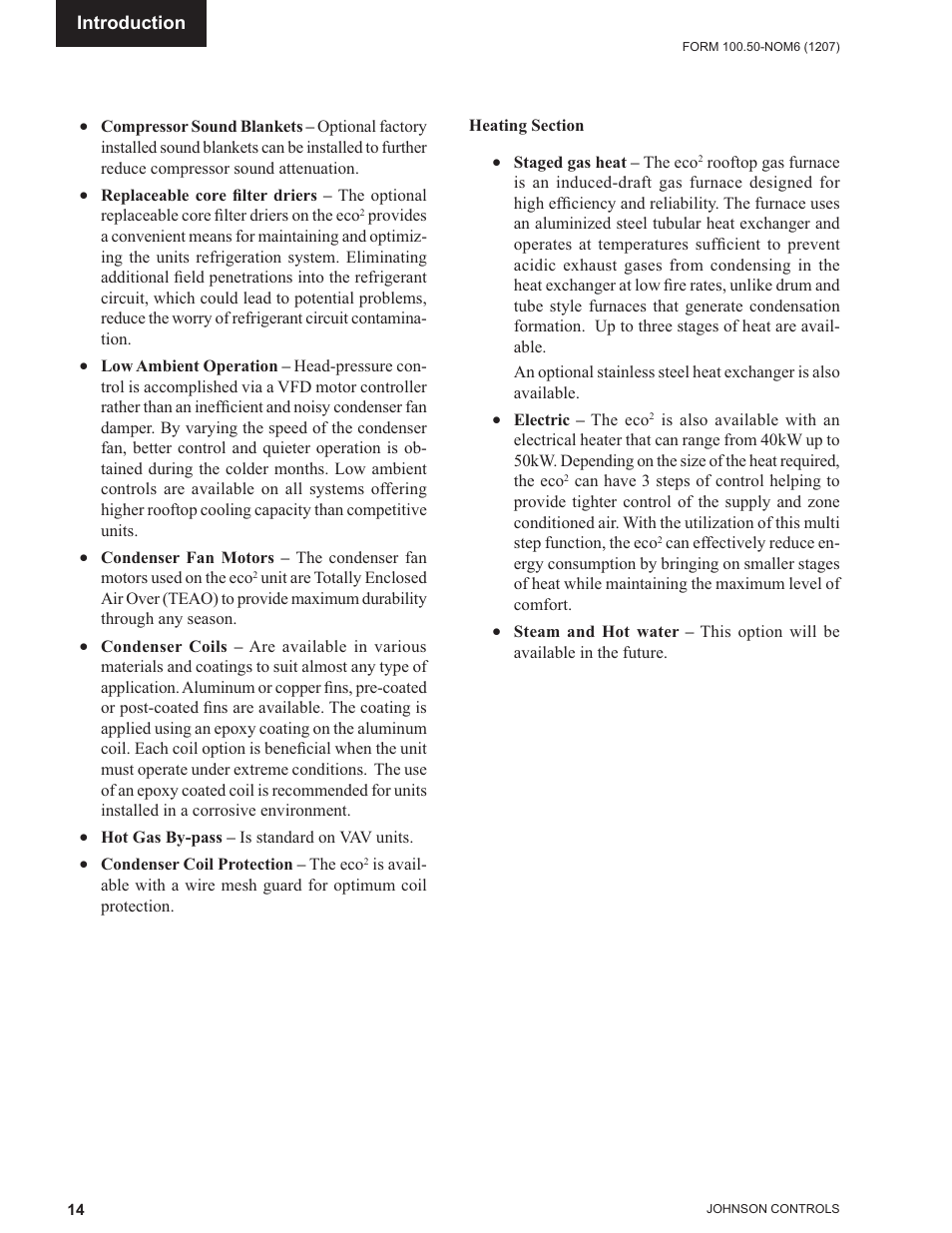 Heating section | York ECO2 YPAL 050 User Manual | Page 14 / 168