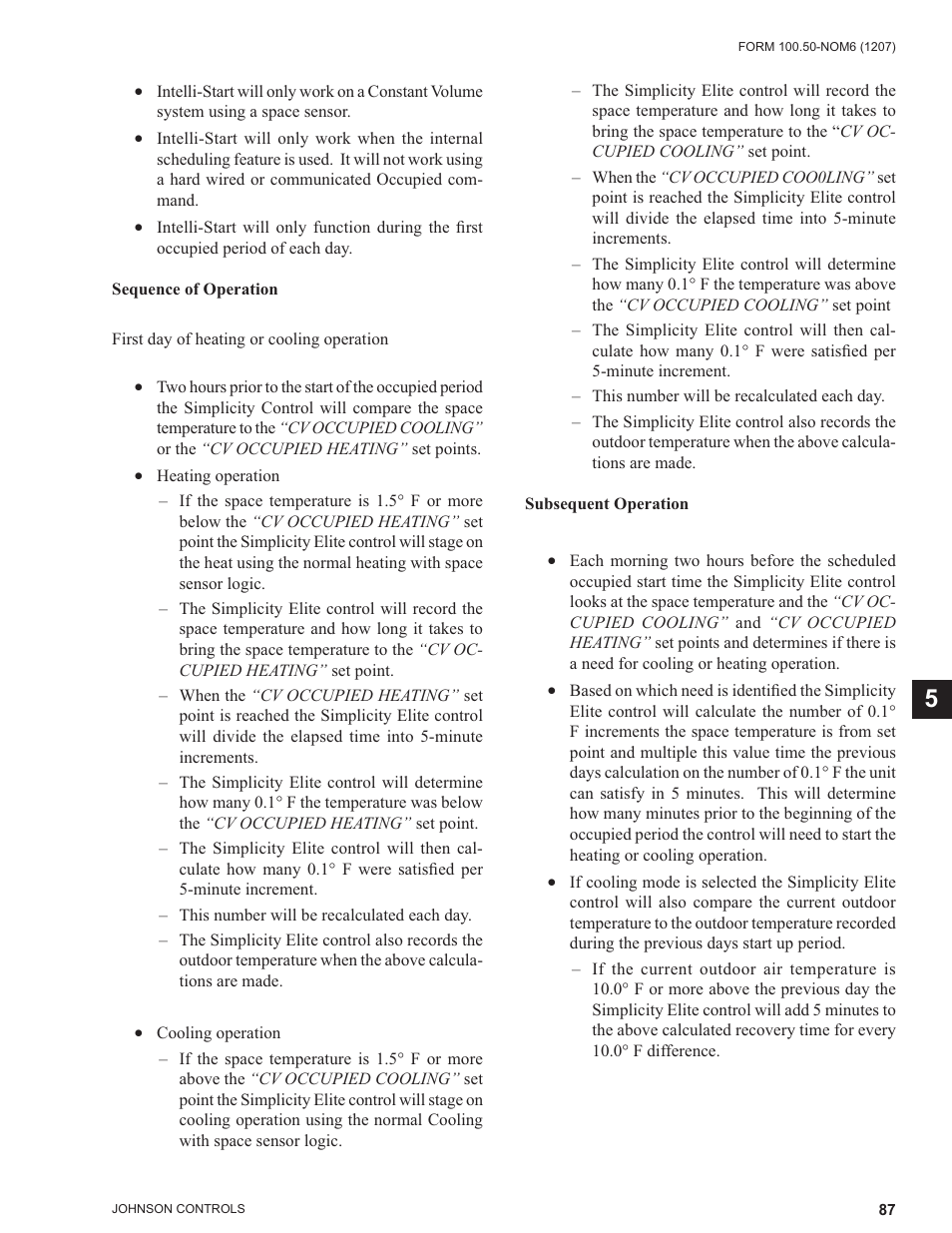 Sequence of operation, Subsequent operation | York ECO2 YPAL 050 User Manual | Page 87 / 168