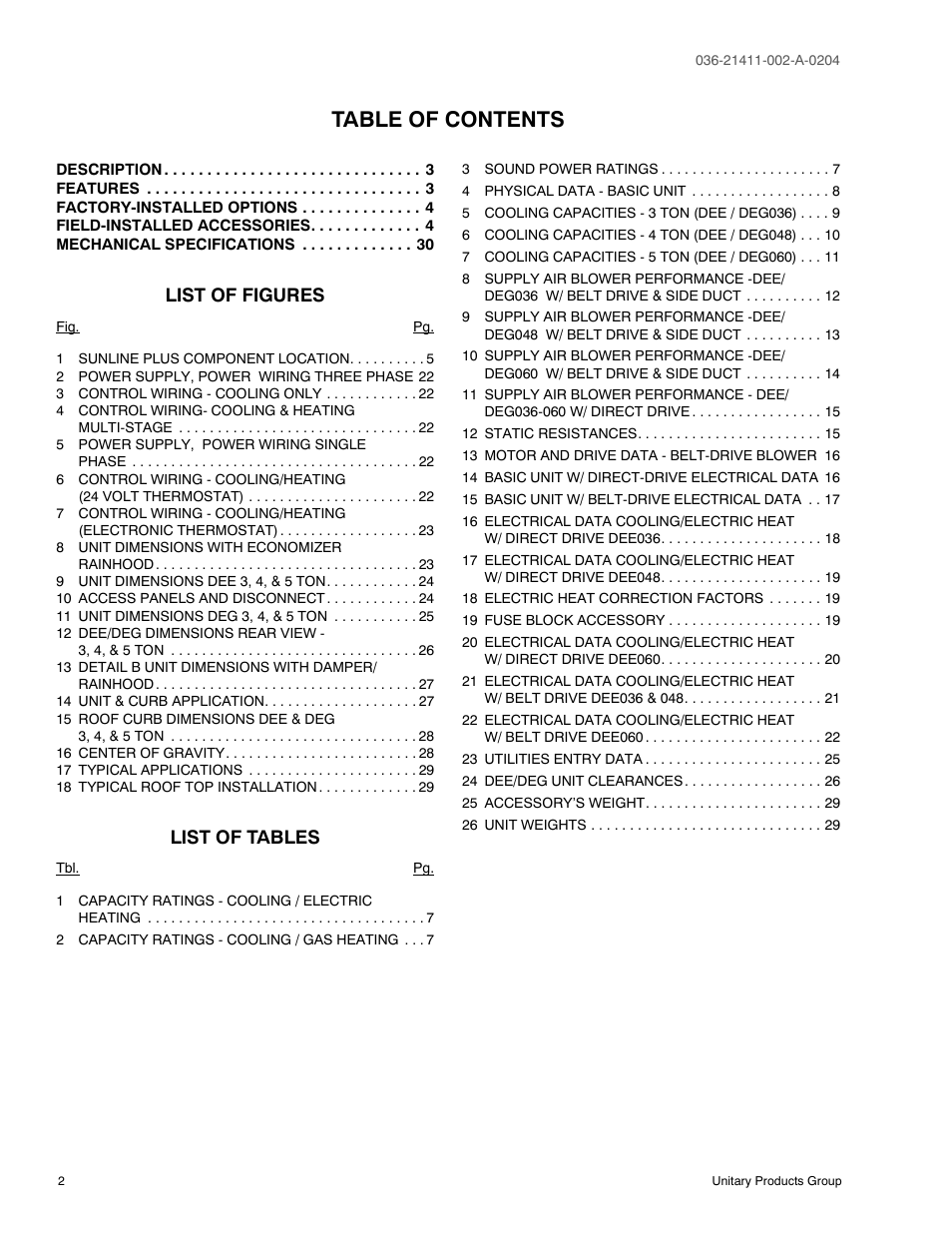 York SUNLINE PLUS D1EE036 User Manual | Page 2 / 32