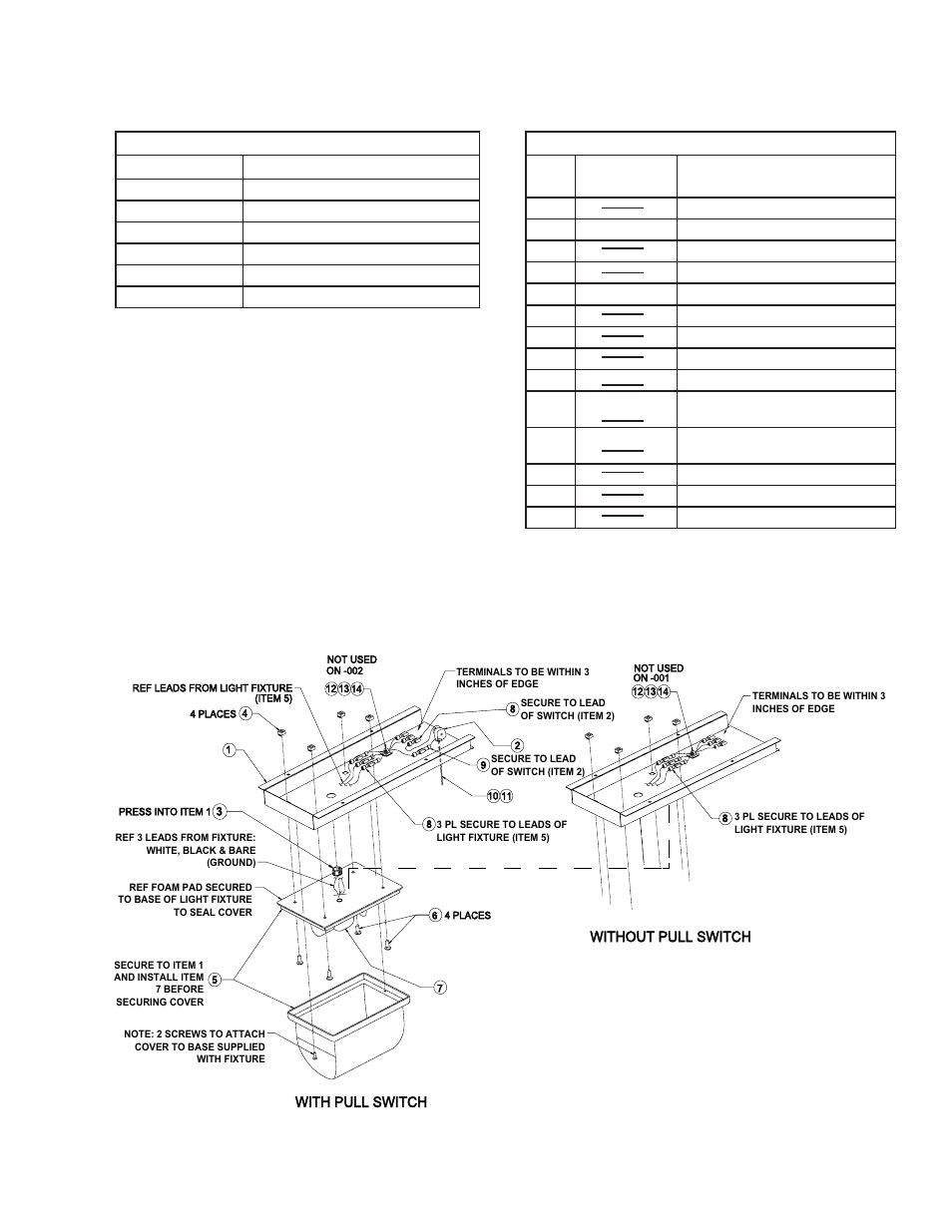 Lighting parts, Light assemblies part number description, Fig. 17 - exploded view of light assemblies | York LDO9688 User Manual | Page 59 / 92