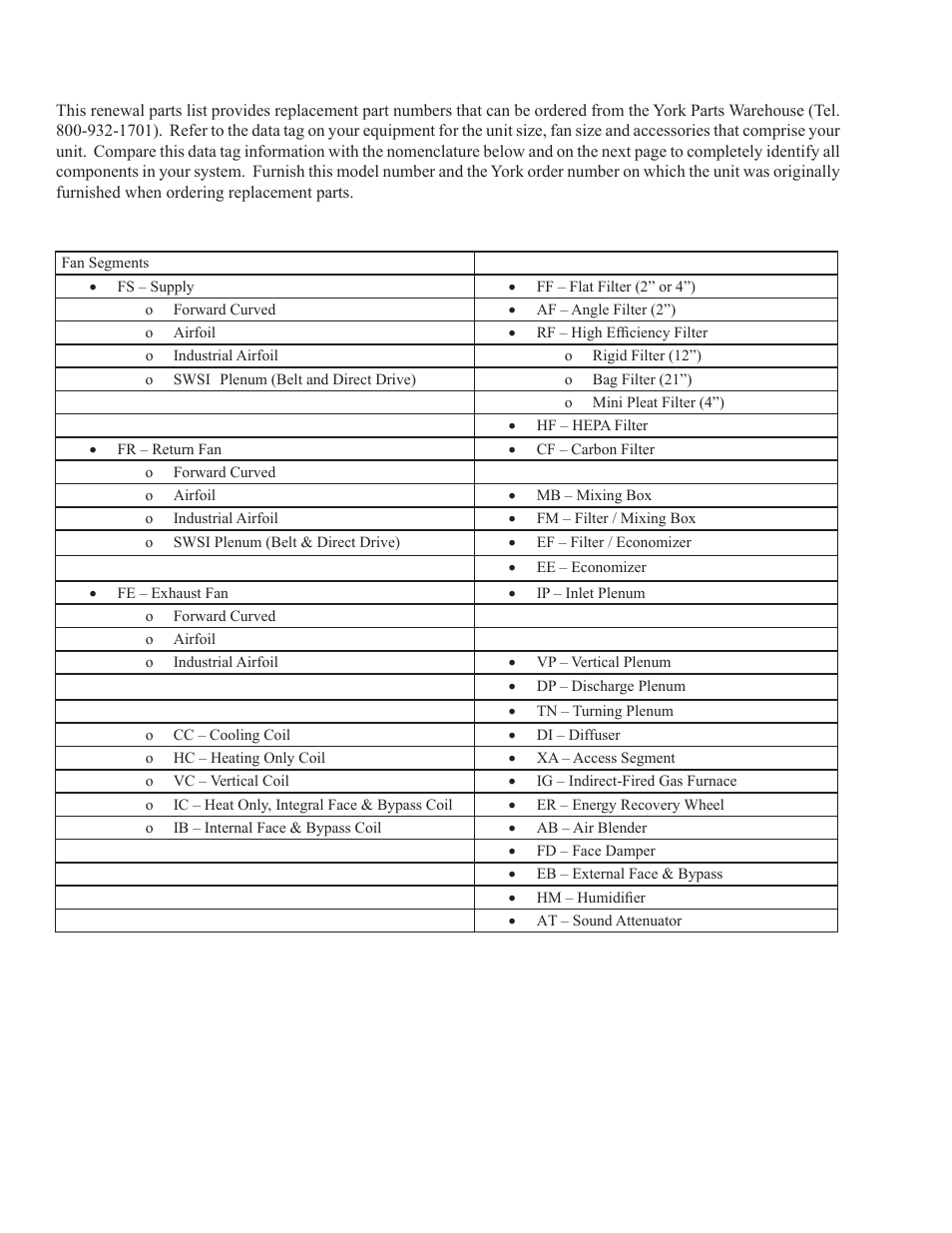 Segment identification | York LDO9688 User Manual | Page 6 / 92