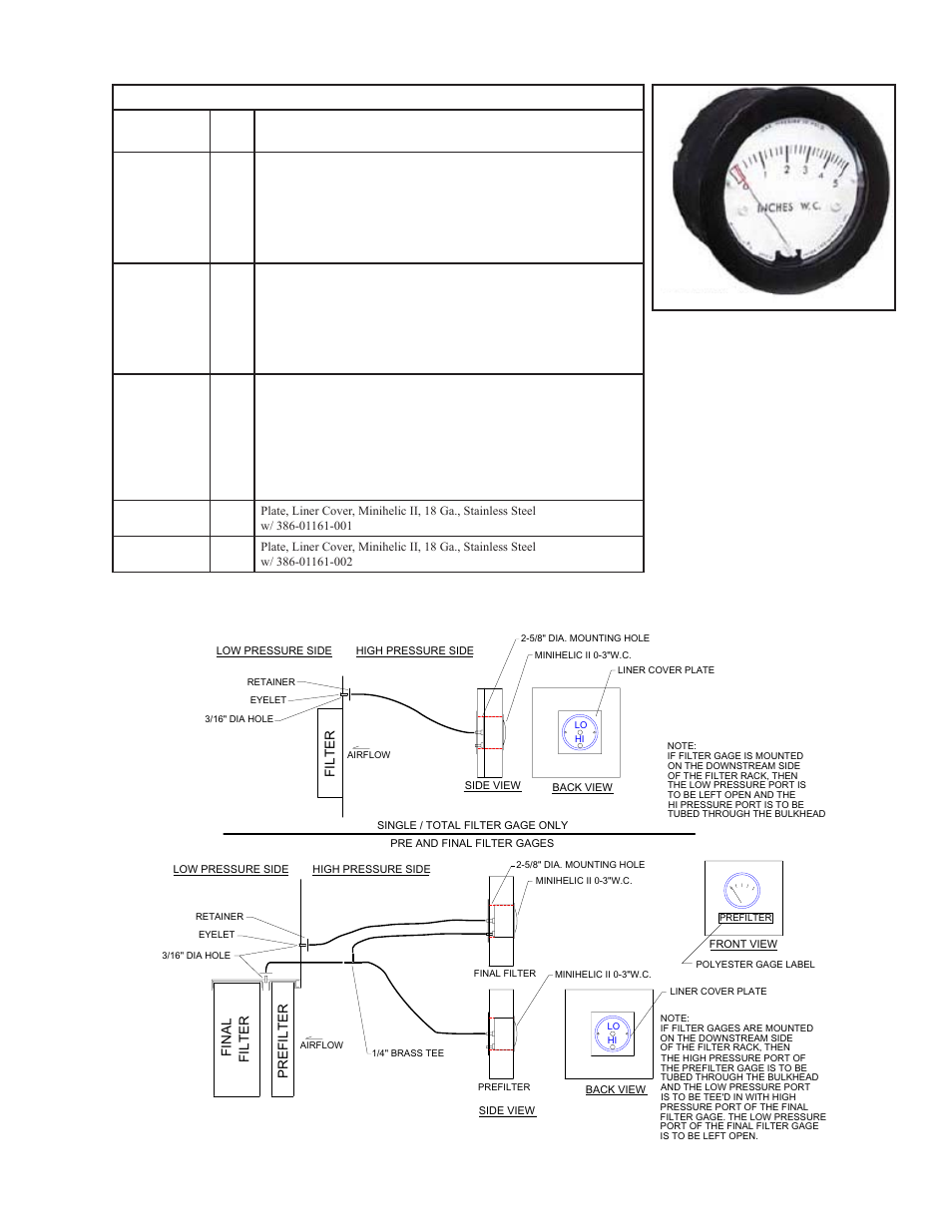 Filter gage kits, Part number qty description, Fig. 22 - filter gauge diagrams | Fig. 23 - typical filter gauge | York LDO9688 User Manual | Page 65 / 92