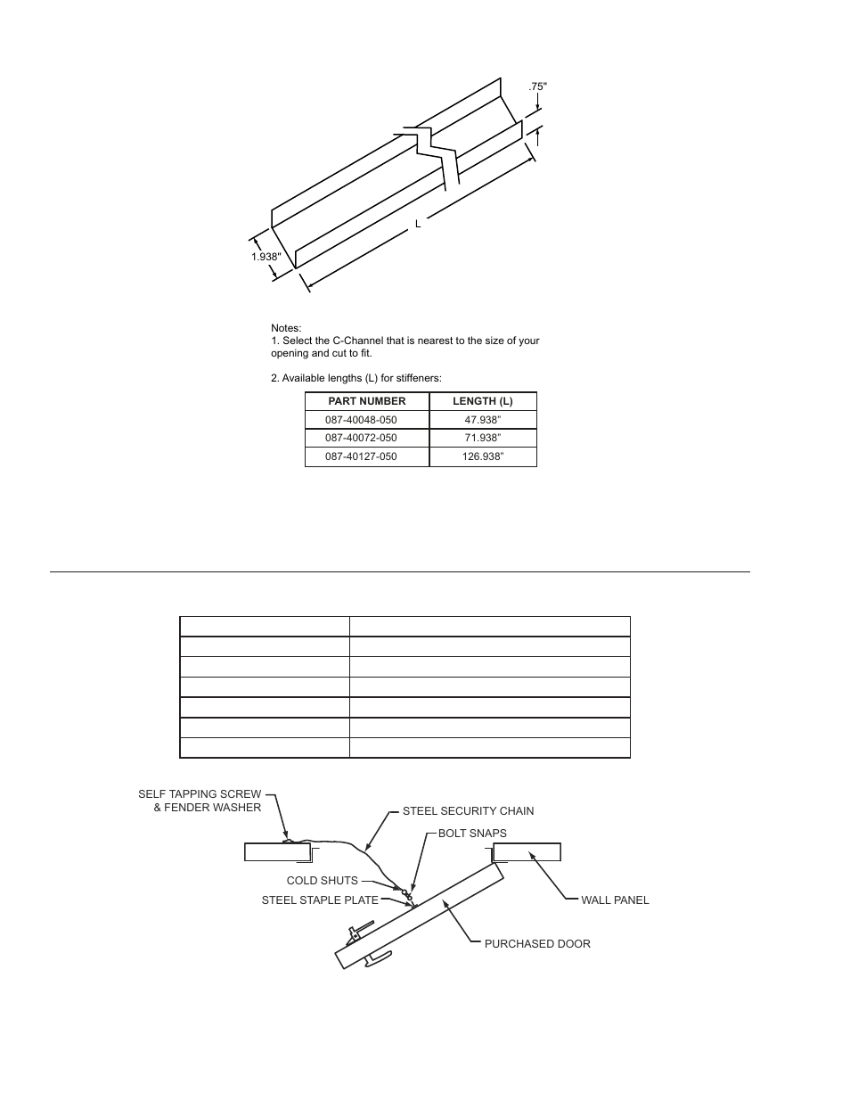 C-channel trim, Door chain assembly | York LDO9688 User Manual | Page 66 / 92