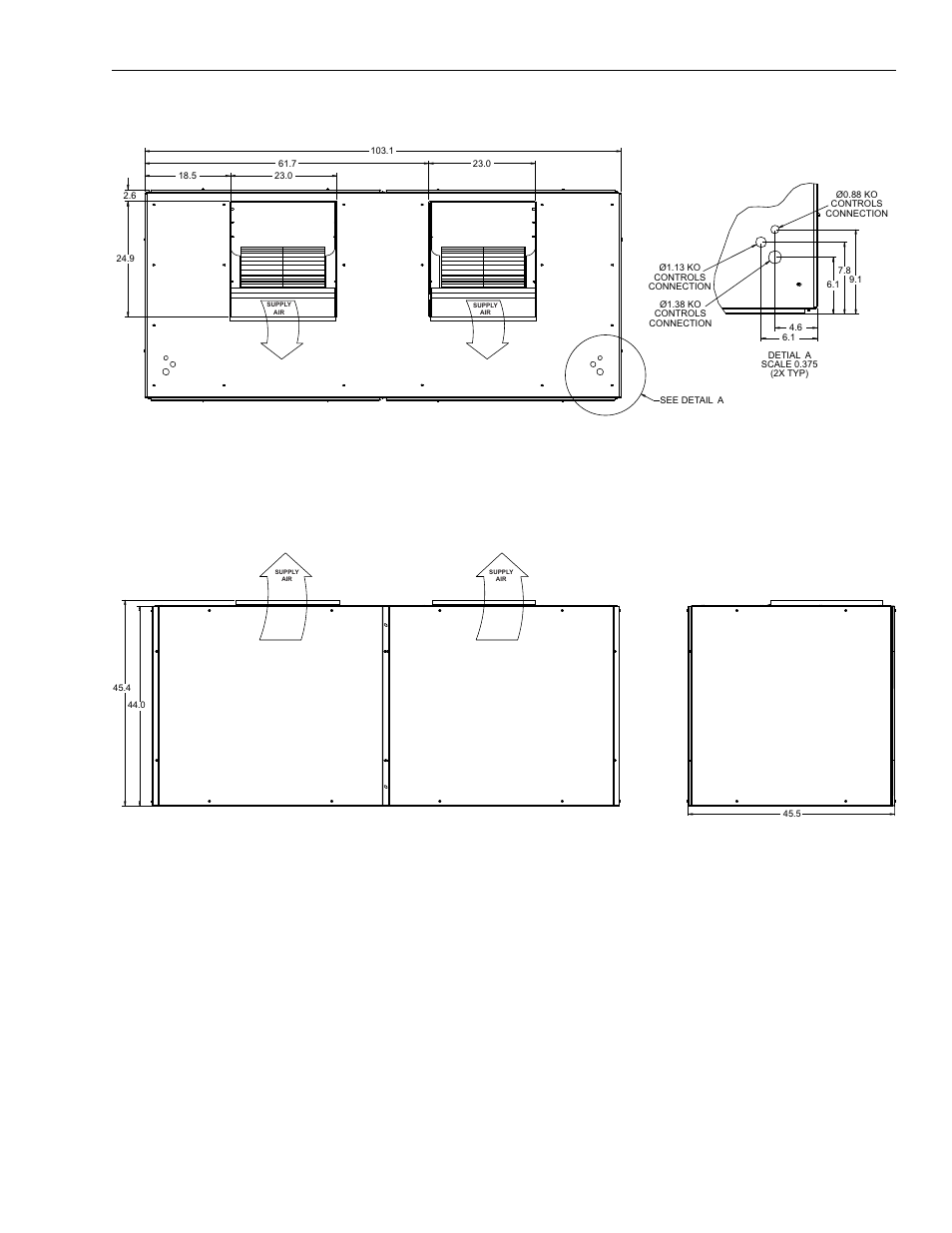 Unit dimensions nd600, Top front side | York MILLENNIUM ND600 User Manual | Page 27 / 38