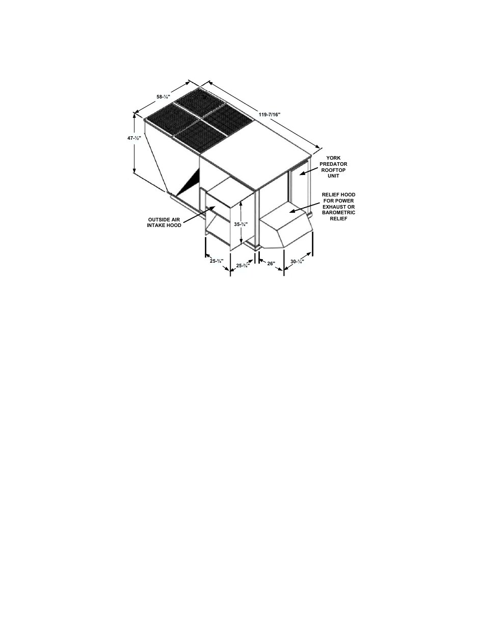 Figure 10 : downflow economizer hood detail | York PREDATORTM MAGNUM DJ 150 User Manual | Page 21 / 28