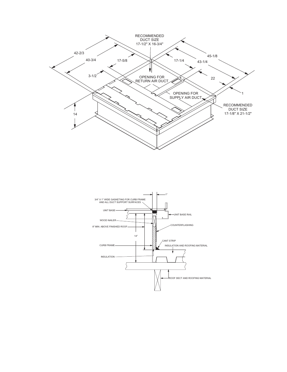 Figure 12 - roof curb dimensions | York AFFINITY 292443-XTG-B-0807 User Manual | Page 21 / 24