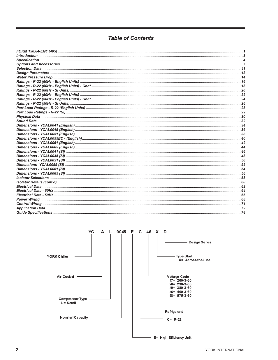 York YCAL0041 User Manual | Page 2 / 80
