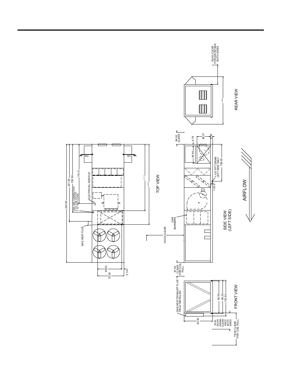 General arrangement drawings, Airflow | York ECO HFC-410A User Manual | Page 34 / 44