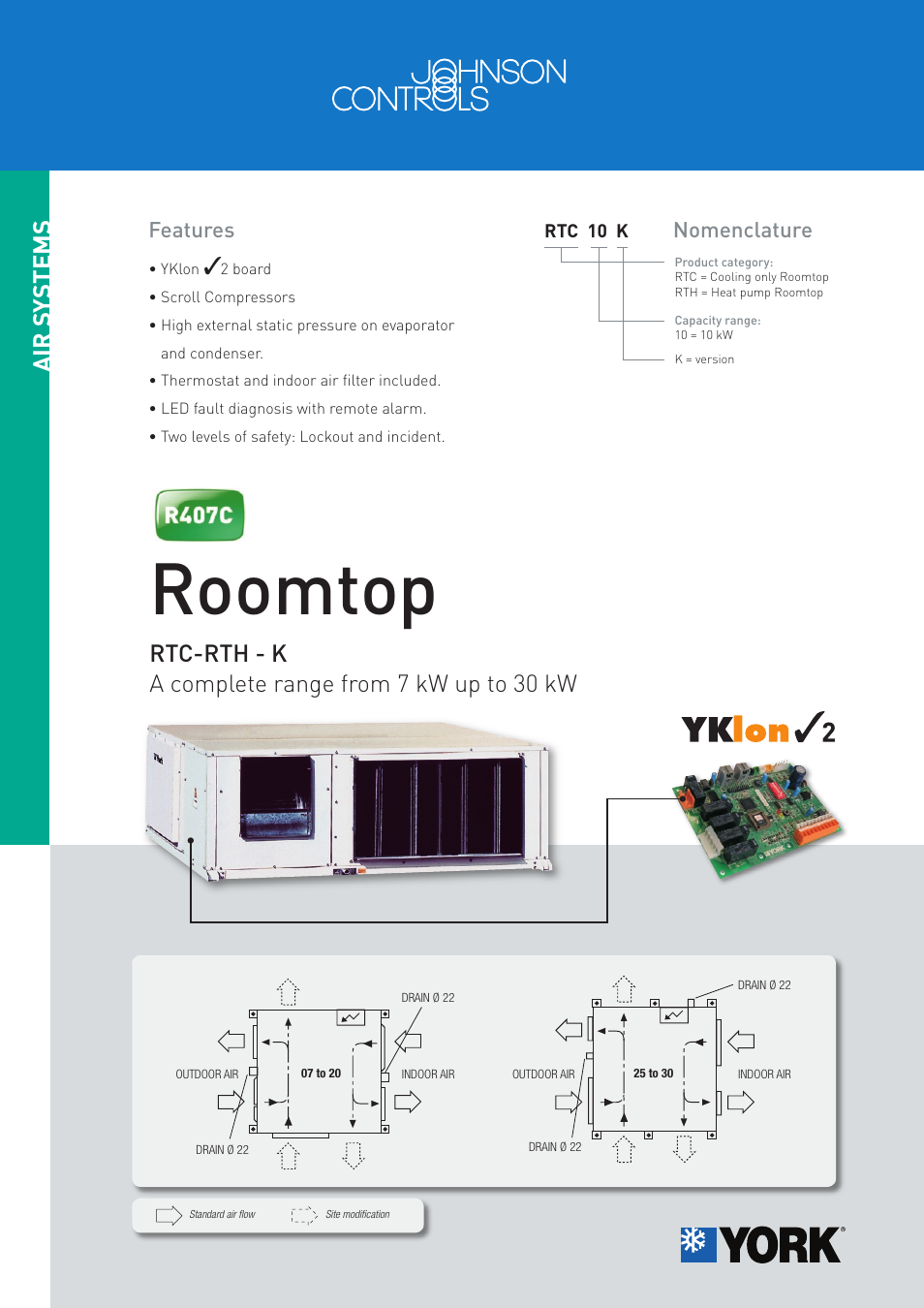 York ROOMTOP R407C User Manual | 2 pages