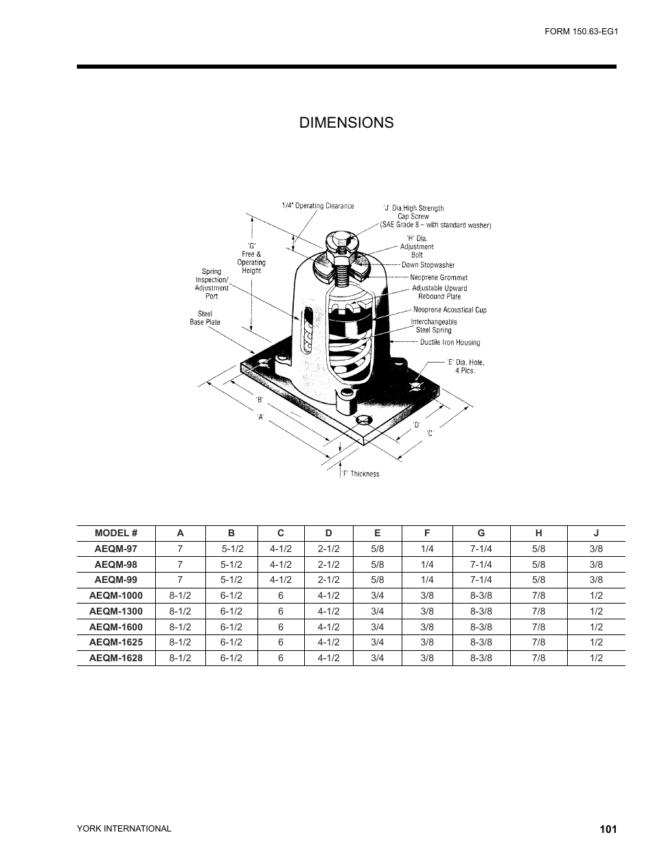 Dimensions | York YCUL0016 User Manual | Page 101 / 124