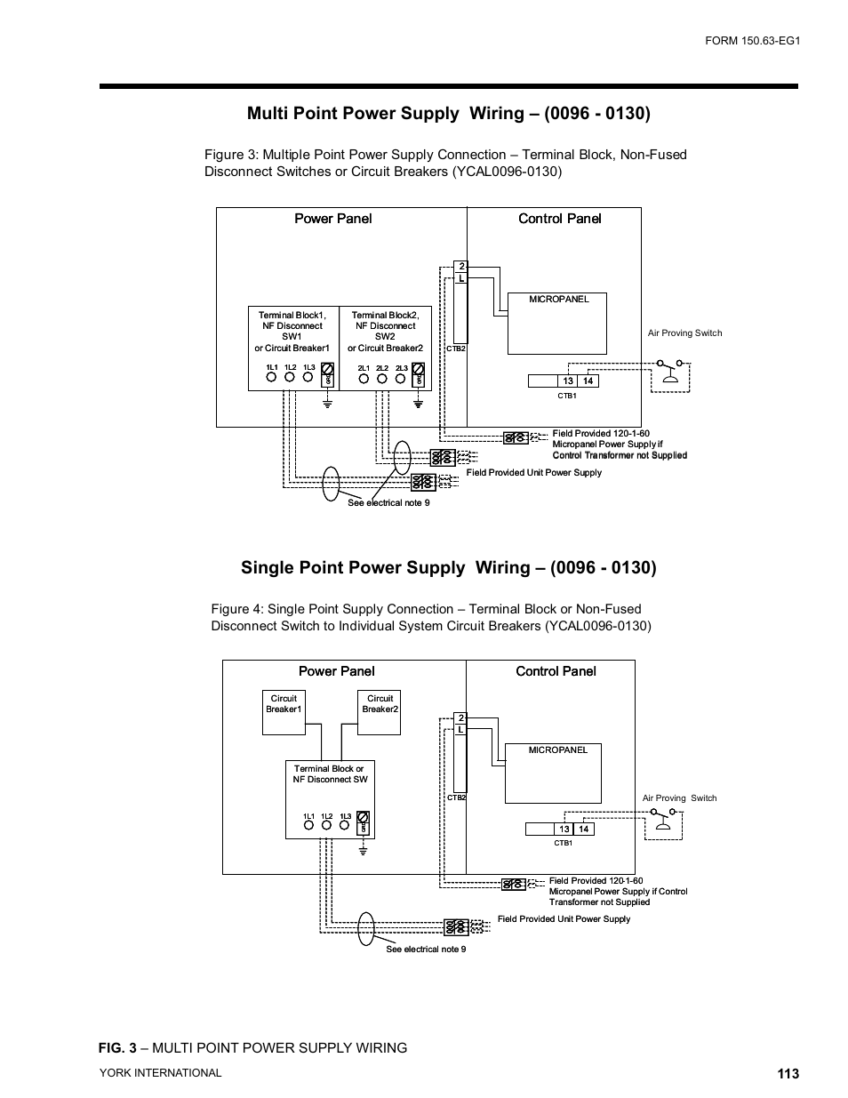 Fig. 3 – multi point power supply wiring | York YCUL0016 User Manual | Page 113 / 124