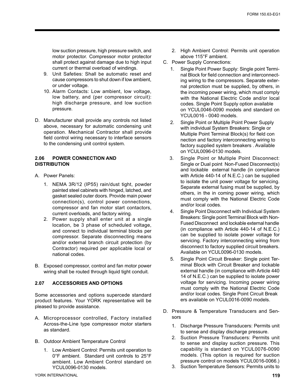 York YCUL0016 User Manual | Page 119 / 124