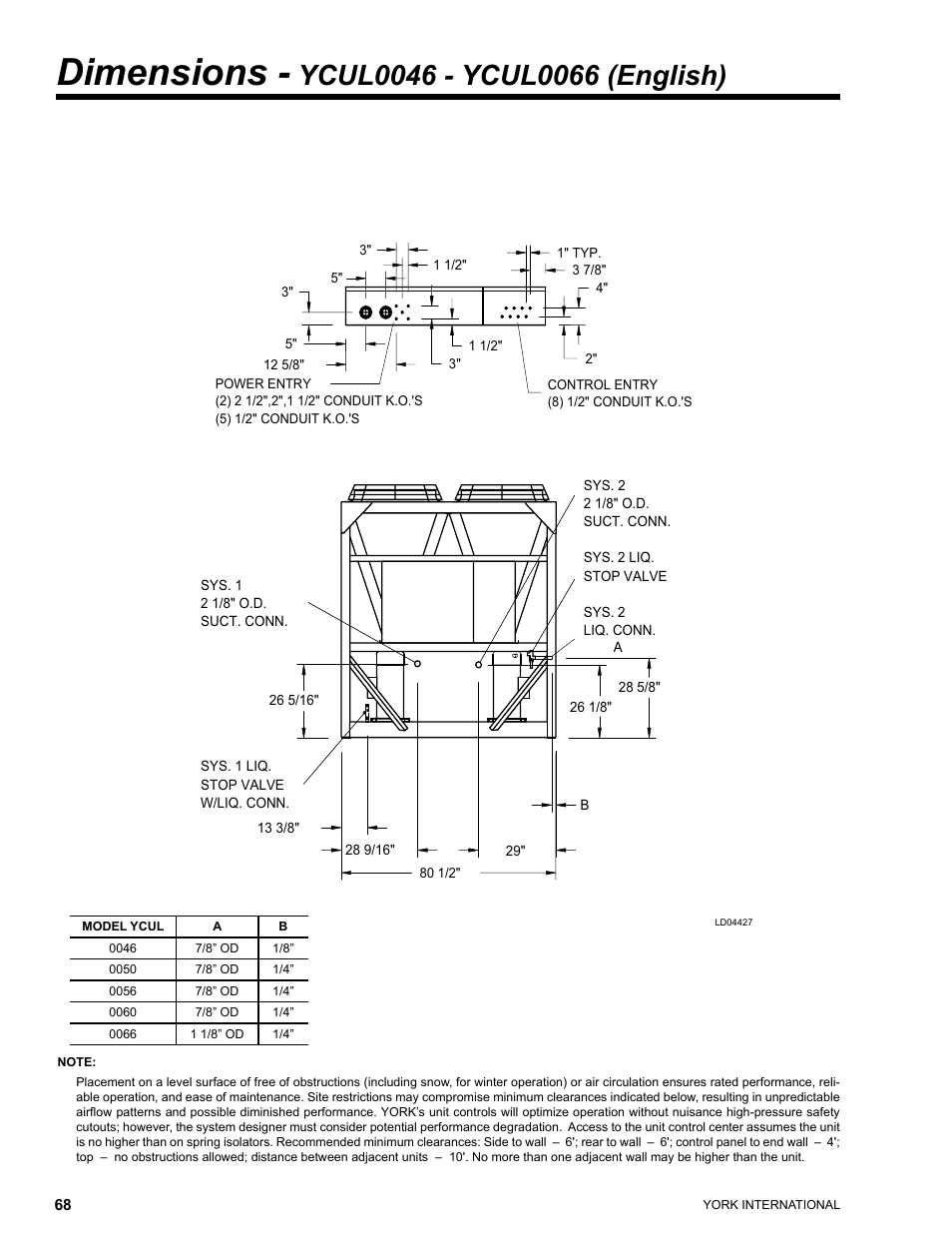 Dimensions | York YCUL0016 User Manual | Page 68 / 124