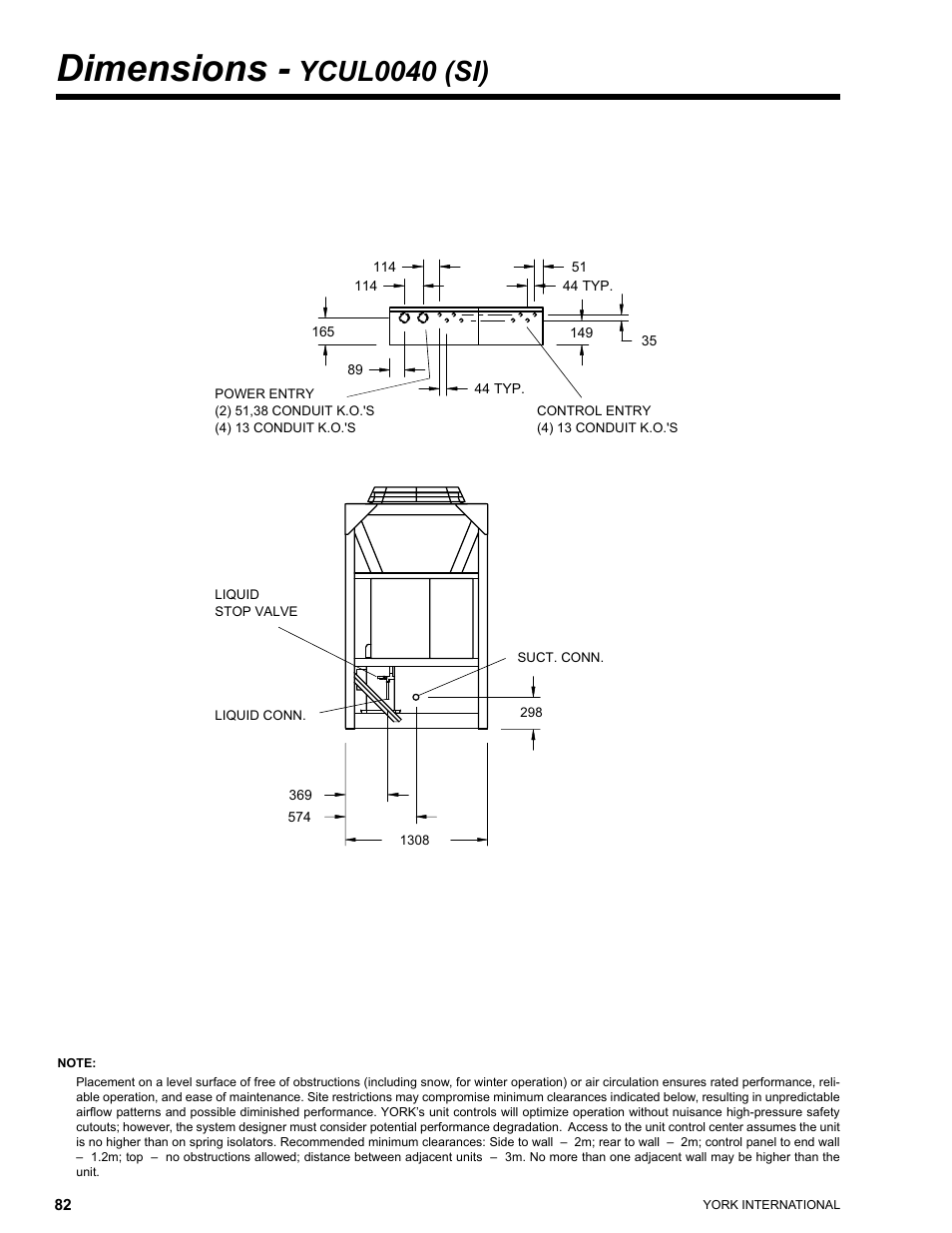 Dimensions, Ycul0040 (si) | York YCUL0016 User Manual | Page 82 / 124