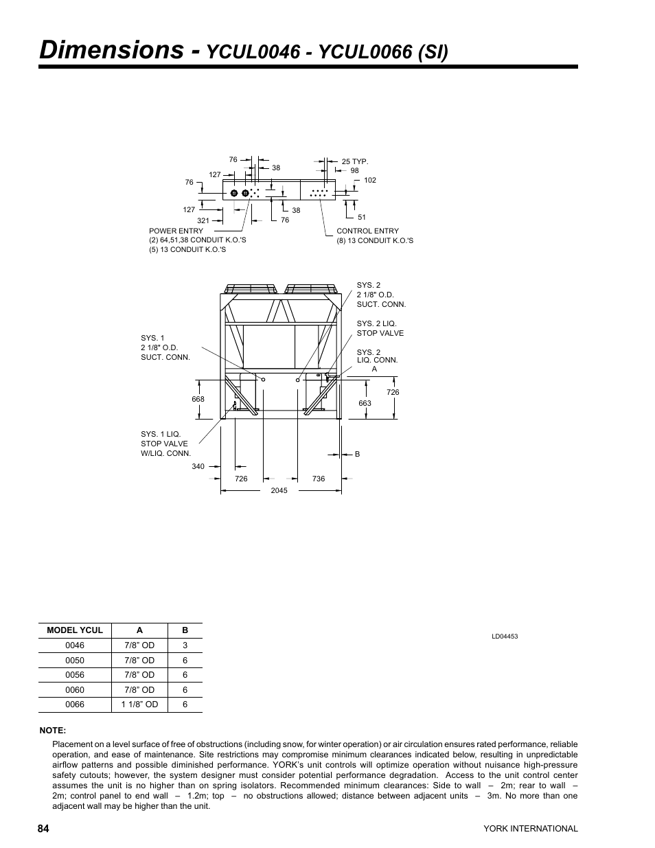 Dimensions | York YCUL0016 User Manual | Page 84 / 124