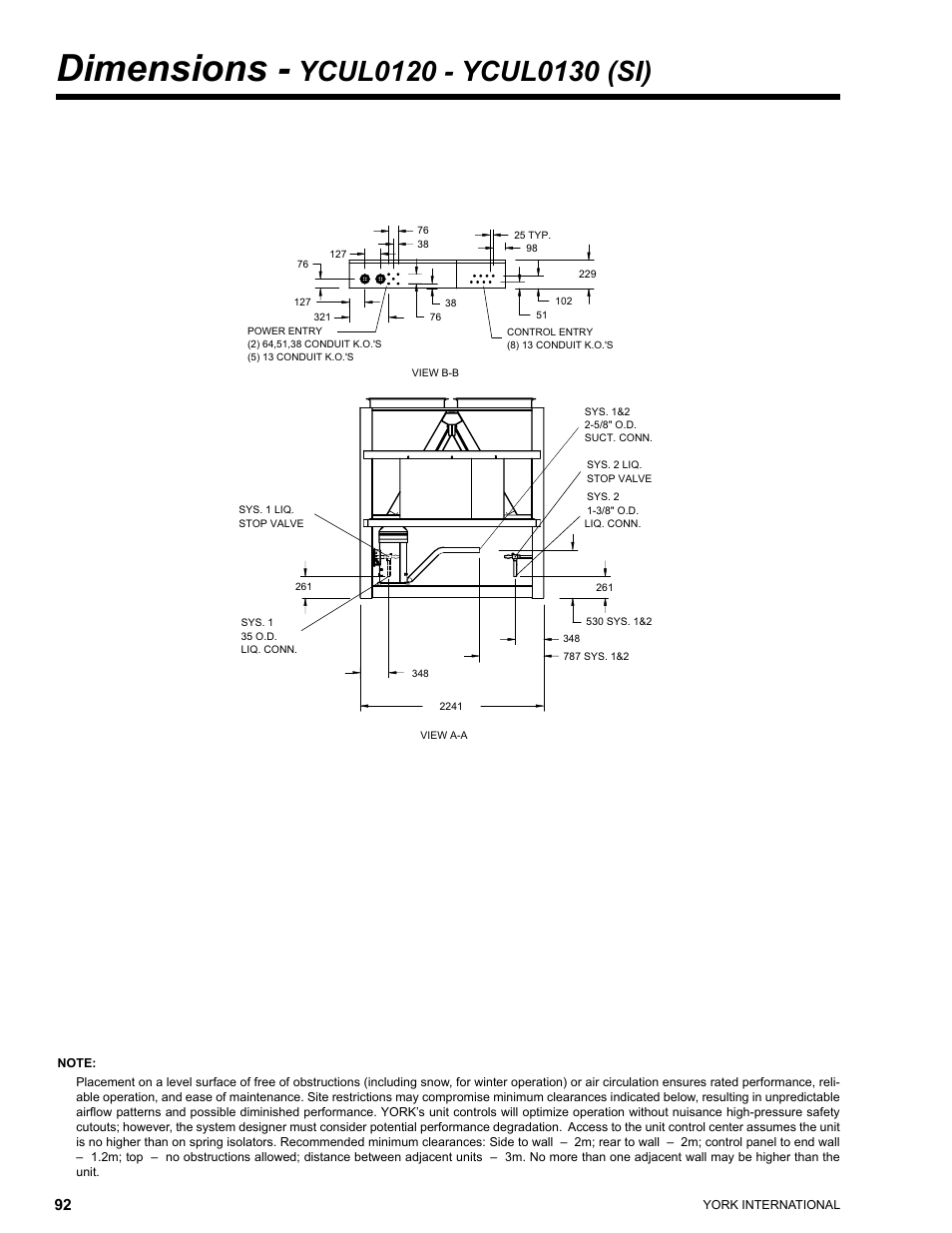 Dimensions | York YCUL0016 User Manual | Page 92 / 124
