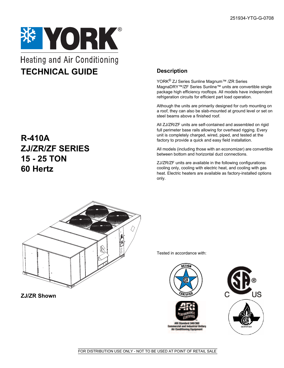 York ZJ R-410A User Manual | 104 pages