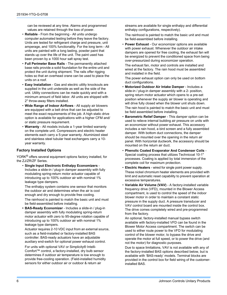 York ZJ R-410A User Manual | Page 6 / 104