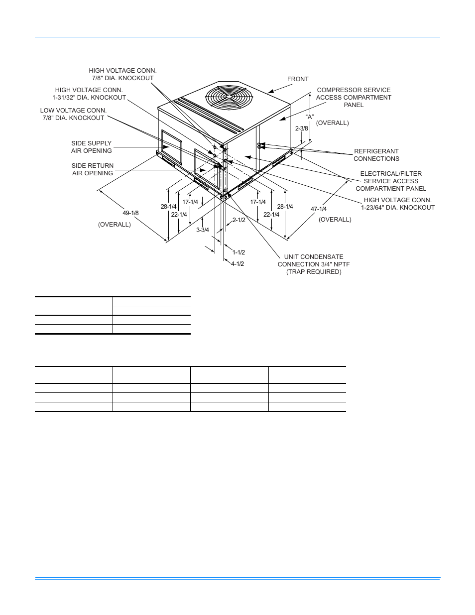 Heat pump unit dimensions, Heat pump unit clearances | York AFFINITY R-410A User Manual | Page 50 / 56