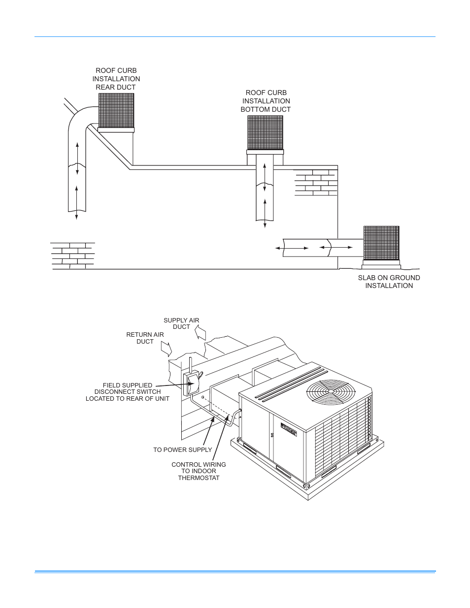 Unit typical duct applications, Unit typical slab on ground installation | York AFFINITY R-410A User Manual | Page 52 / 56