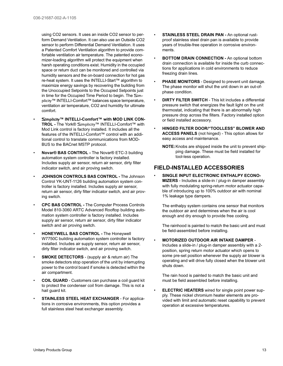 Field-installed accessories | York DJ 060 User Manual | Page 13 / 48