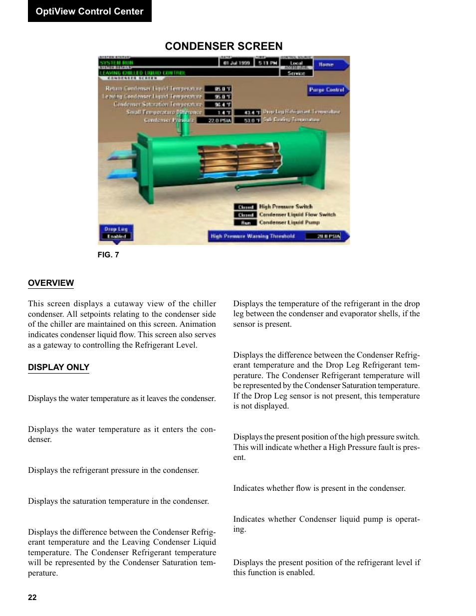 Condenser screen | York R123 User Manual | Page 22 / 156