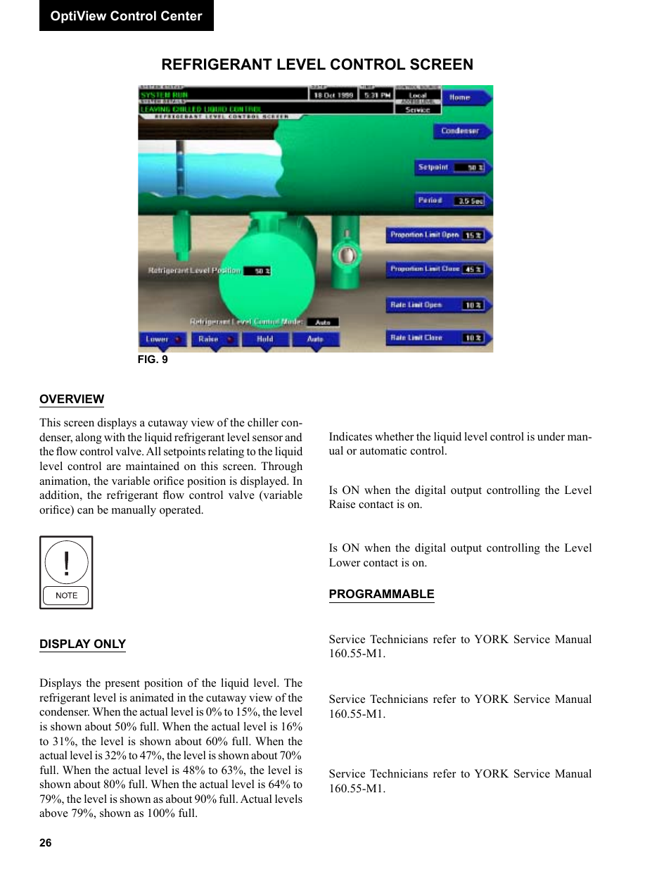 Refrigerant level control screen | York R123 User Manual | Page 26 / 156