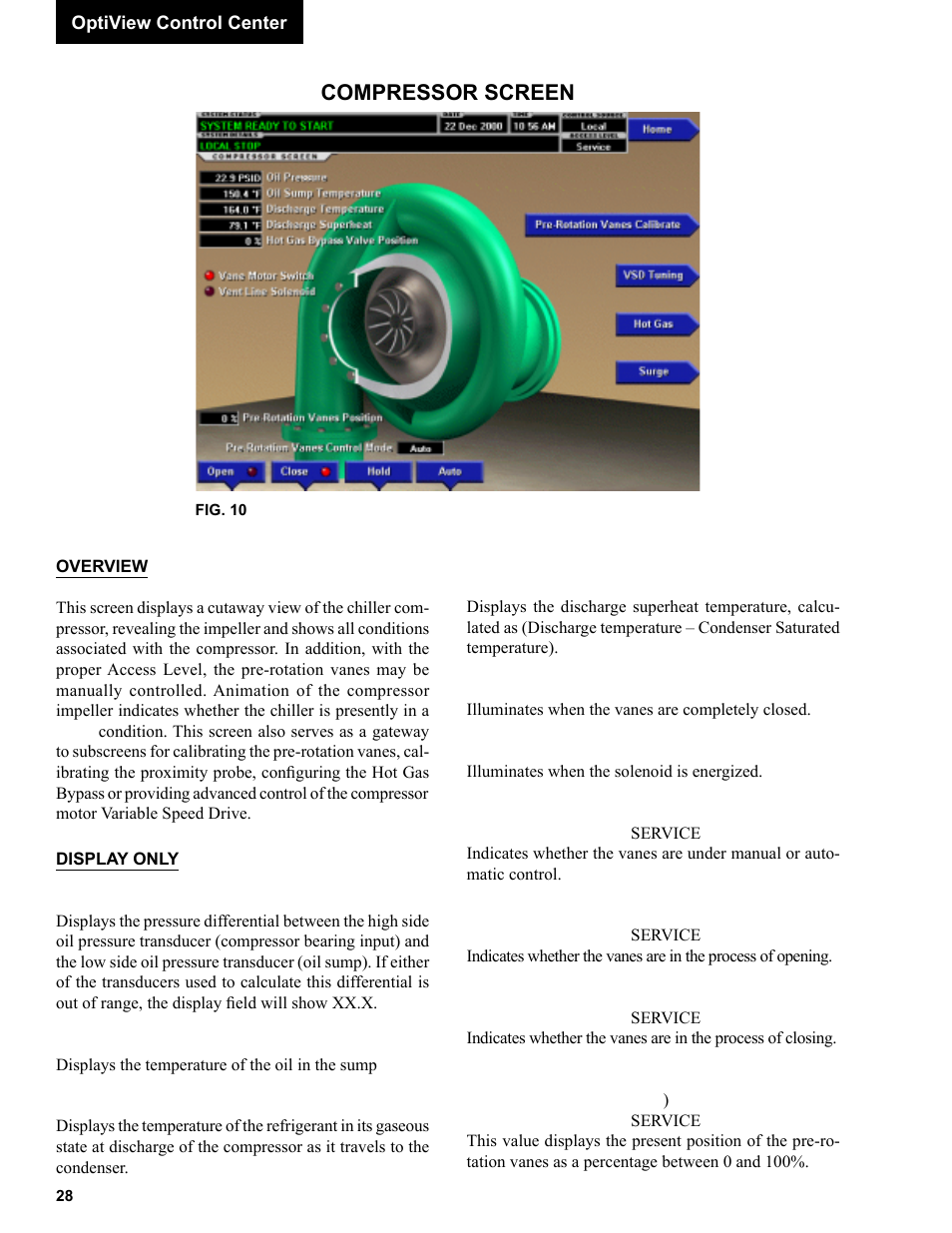 Compressor screen | York R123 User Manual | Page 28 / 156