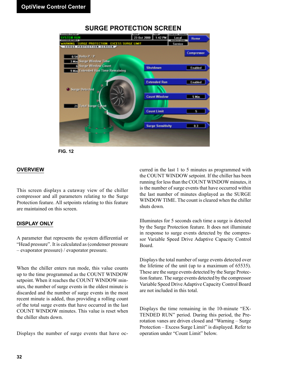 Surge protection screen | York R123 User Manual | Page 32 / 156