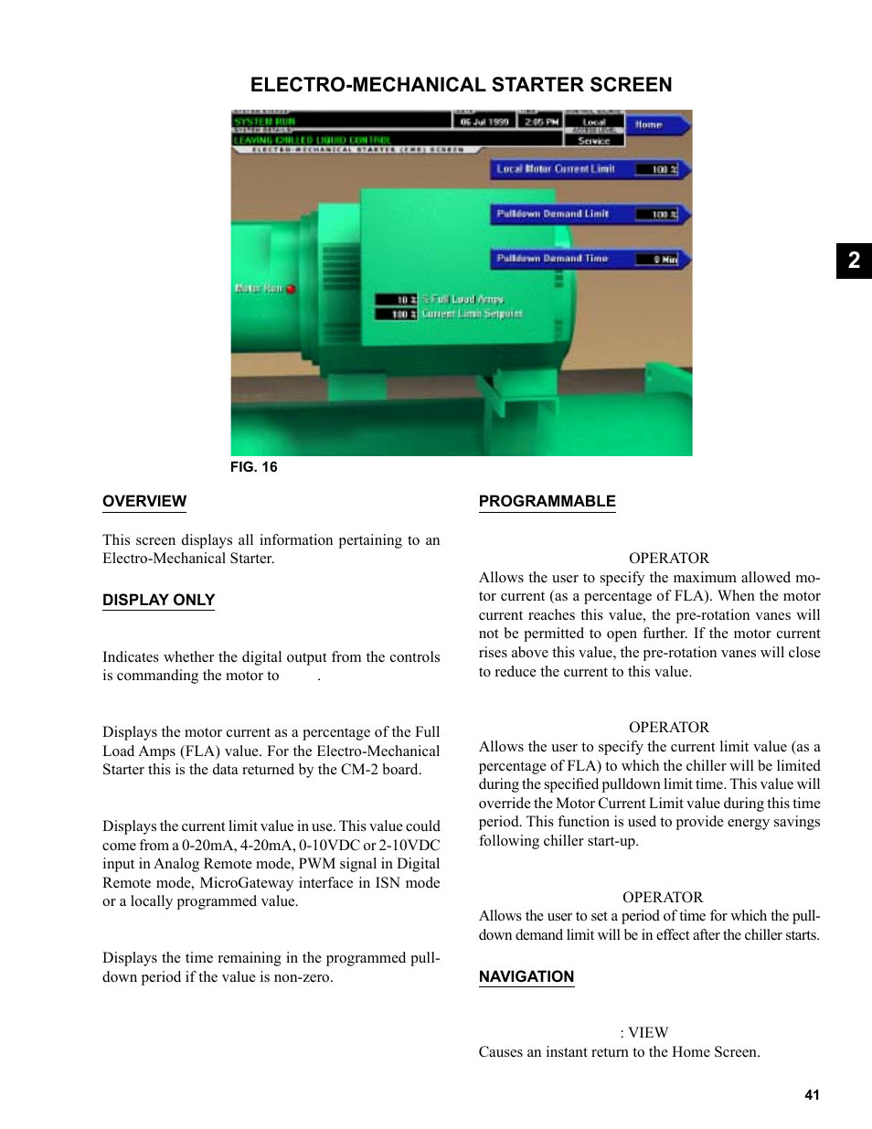 Electro-mechanical starter screen | York R123 User Manual | Page 41 / 156