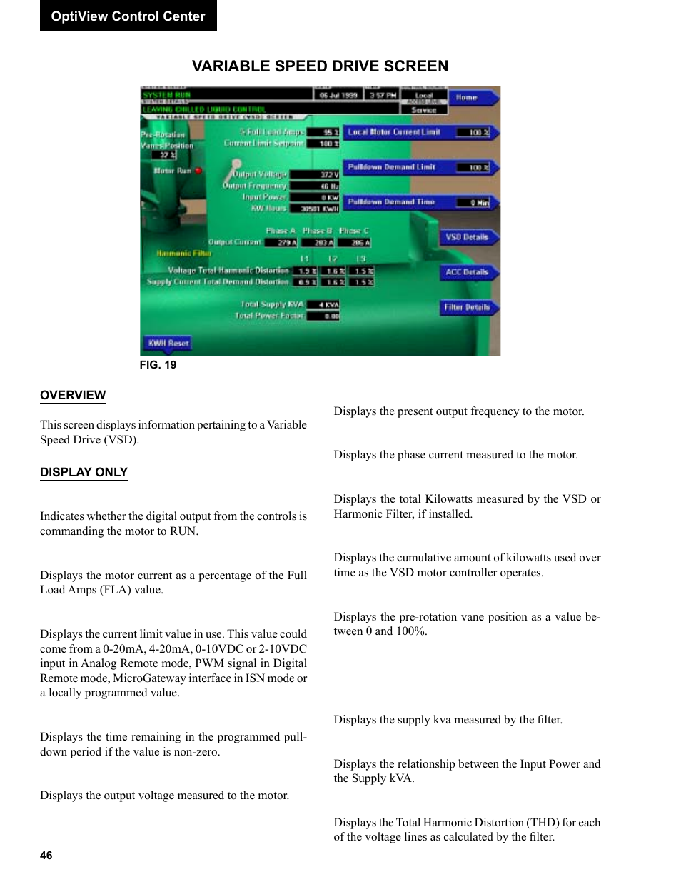 Variable speed drive screen | York R123 User Manual | Page 46 / 156