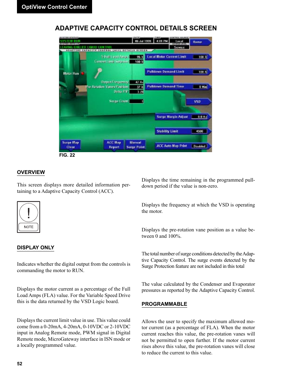 Adaptive capacity control details screen | York R123 User Manual | Page 52 / 156