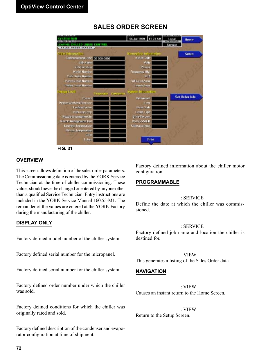 Sales order screen | York R123 User Manual | Page 72 / 156