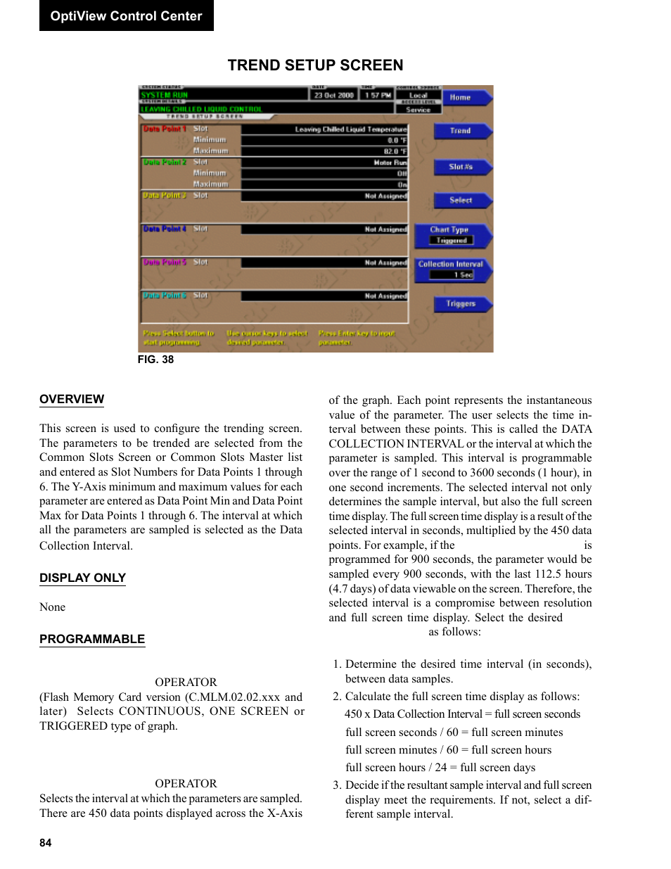 Trend setup screen | York R123 User Manual | Page 84 / 156