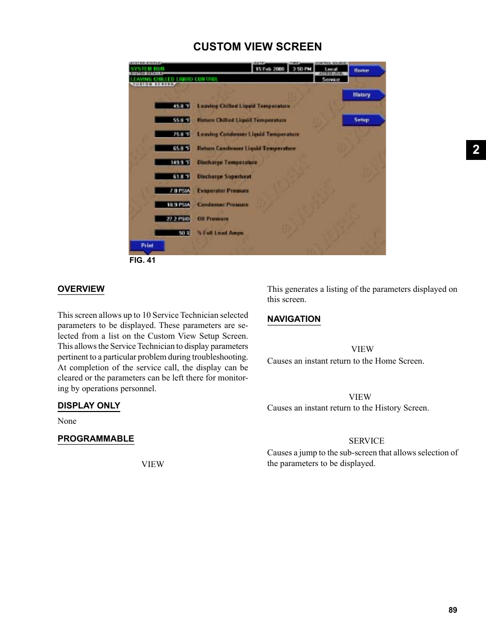 Custom view screen | York R123 User Manual | Page 89 / 156