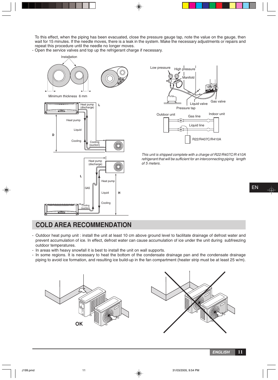 Cold area recommendation | York MiniSplit High Wall MLCA-MLHA-07-24 User Manual | Page 11 / 22